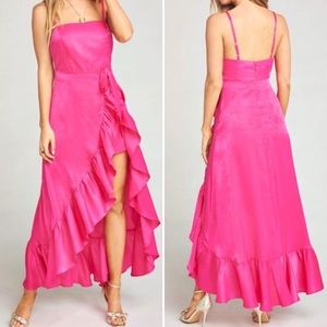 SHOW ME YOUR MUMU NWT Rocco Romper Maxi Ruffle Dress Pink Sz Small